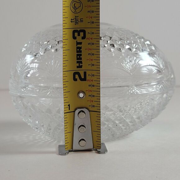 Vintage Cut Glass Egg Fostoria Avon Trinket Dish Candy Jelly Bean Bowl w/ Lid - Picture 9 of 9